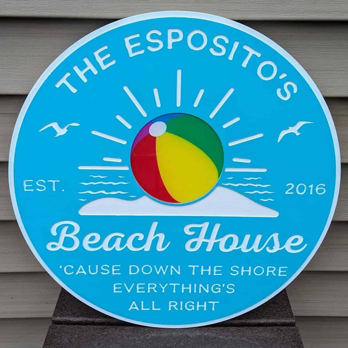 A sign that says the esposito 's beach house.