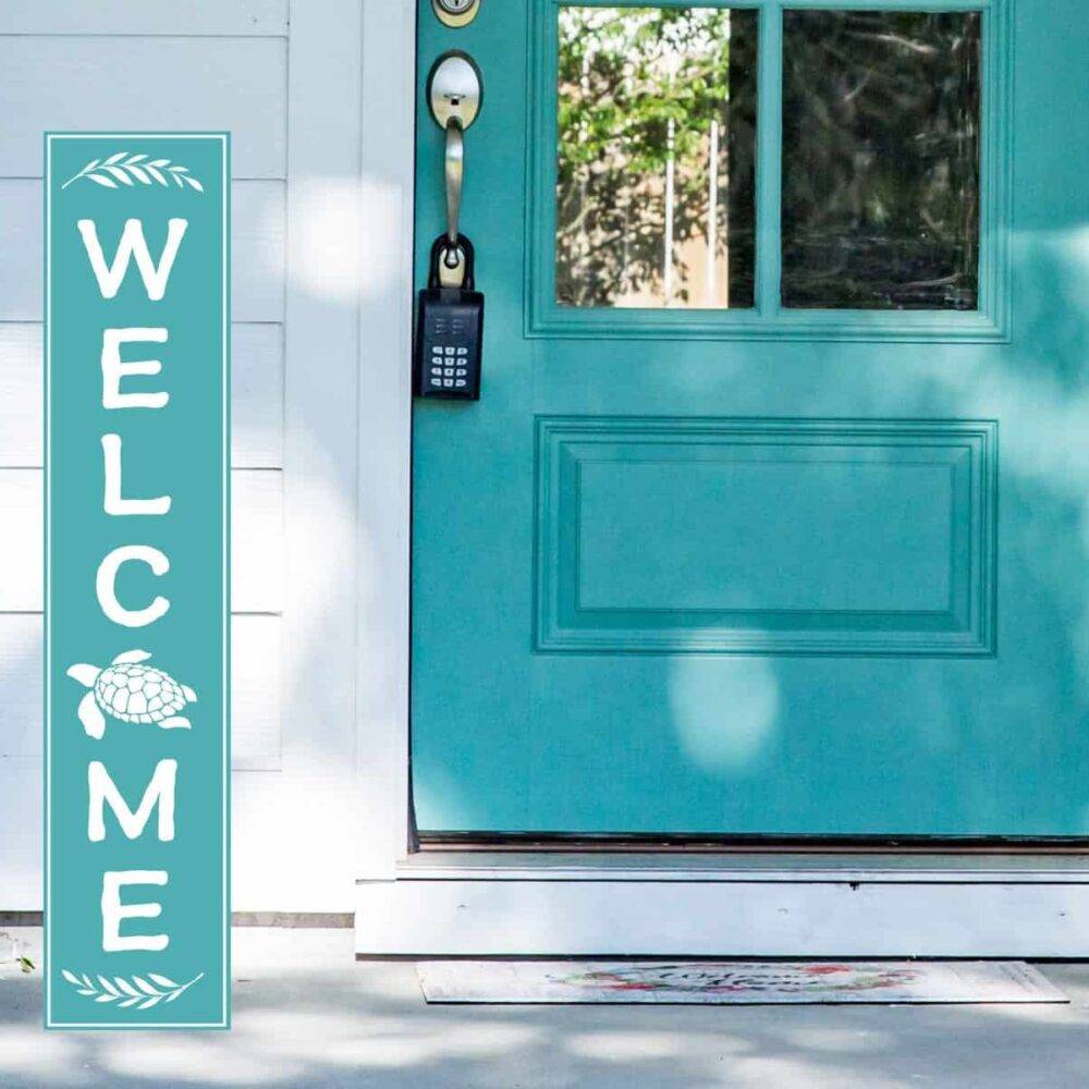 custom pvc vertical welcome sign with turtle