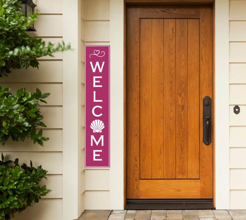 pvc welcome sign with shell