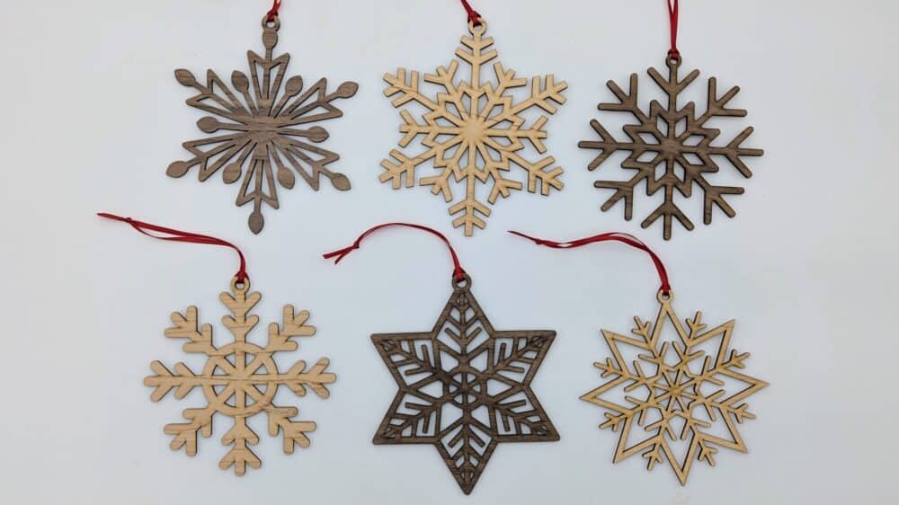 large snowflakes with ribbons