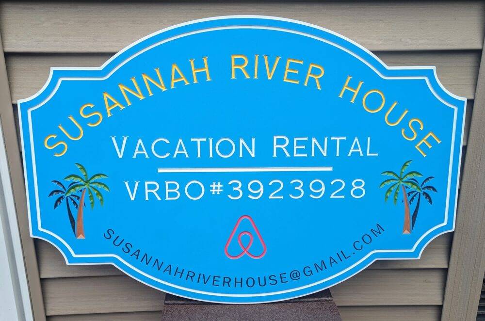 susannah river house custom all-weather pvc sign vacation rental