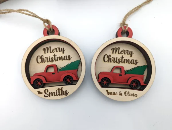 custom Christmas truck ornaments