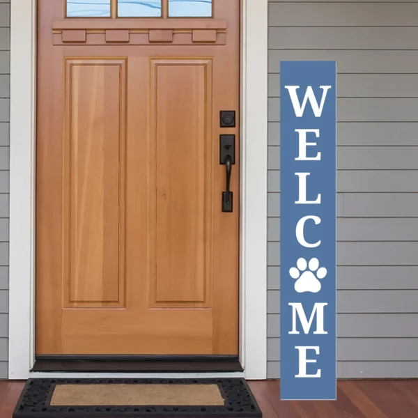 vertical welcome sign paw print custom pvc