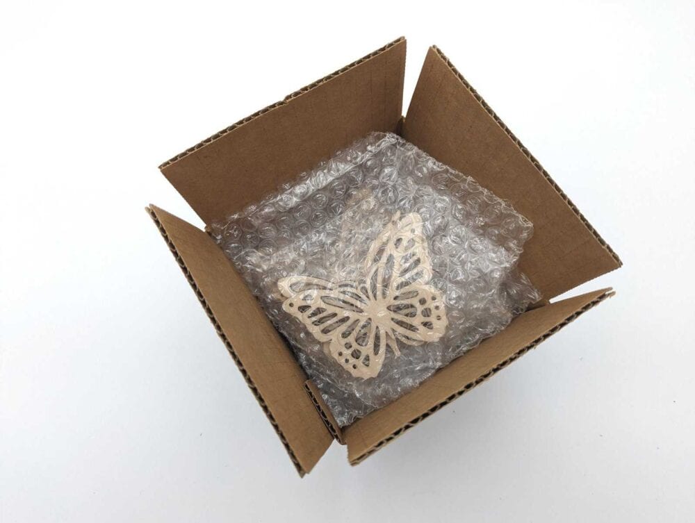 A box with a butterfly on it