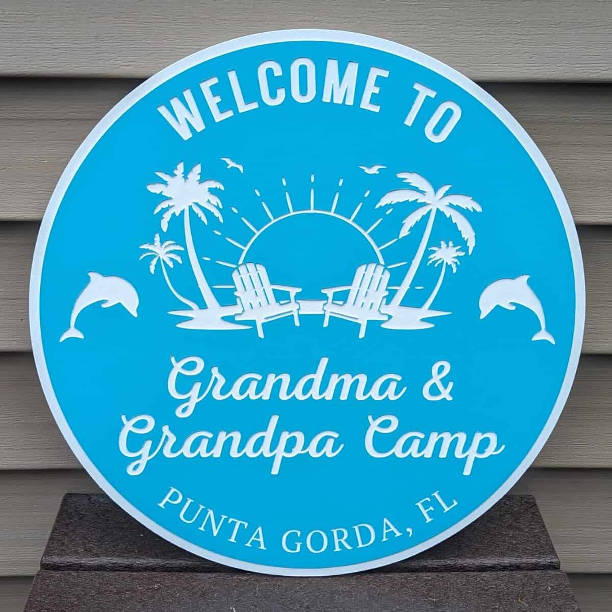 welcome to grandpa grandma camp pvc outdoor sign