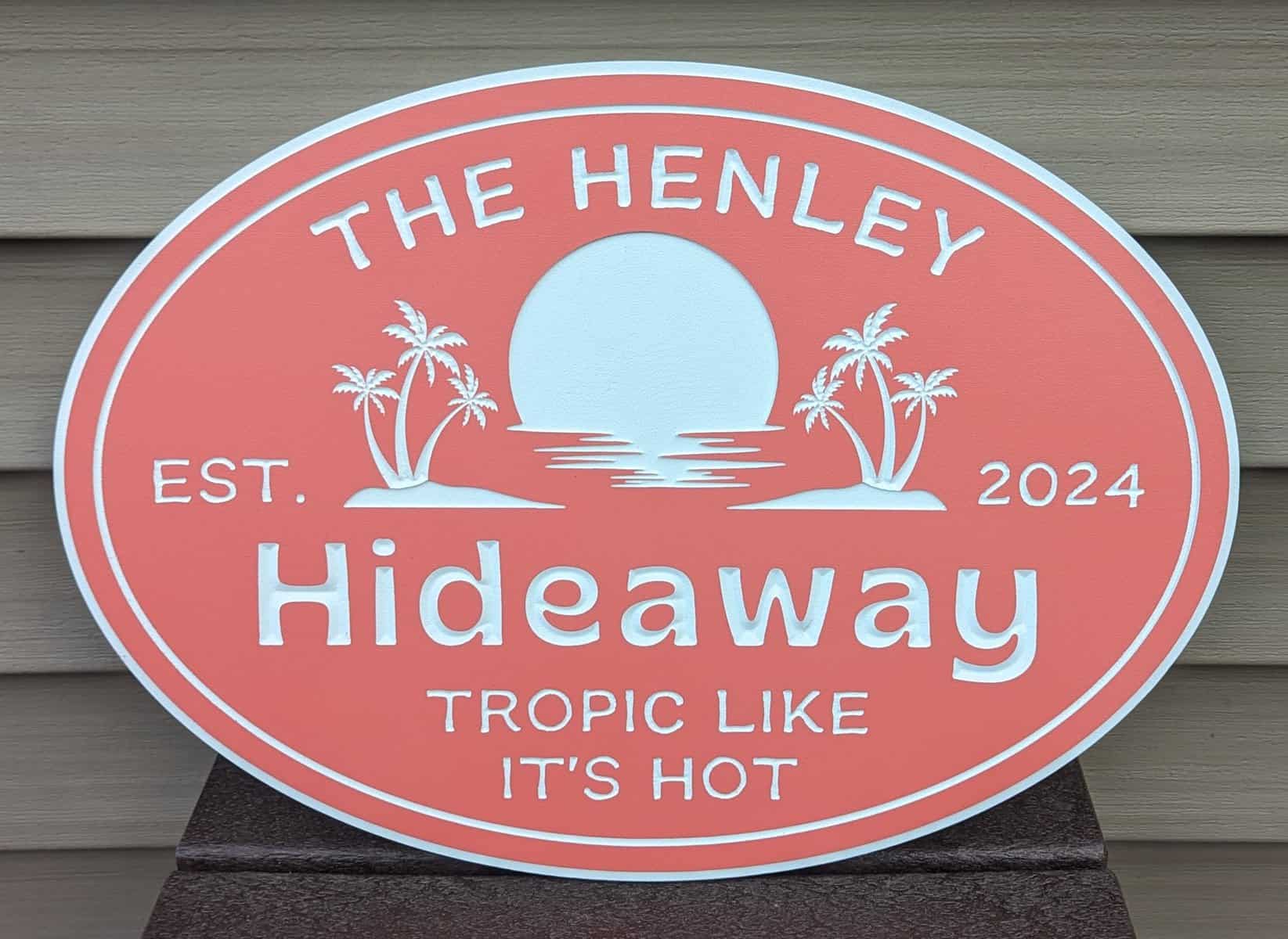 hideaway beach house custom pvc sign