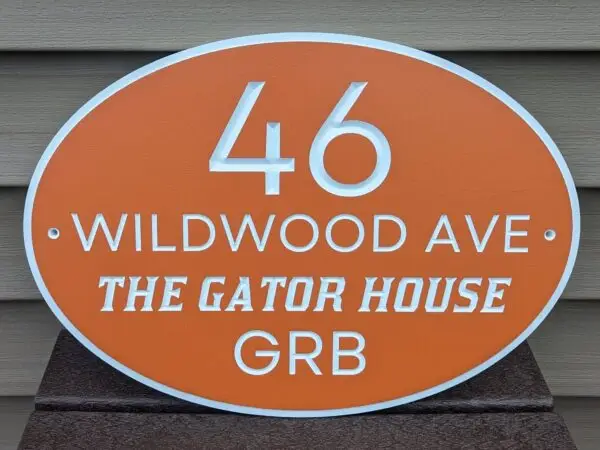 gator house sign. Personalized Custom PVC Address Sign for Your Home