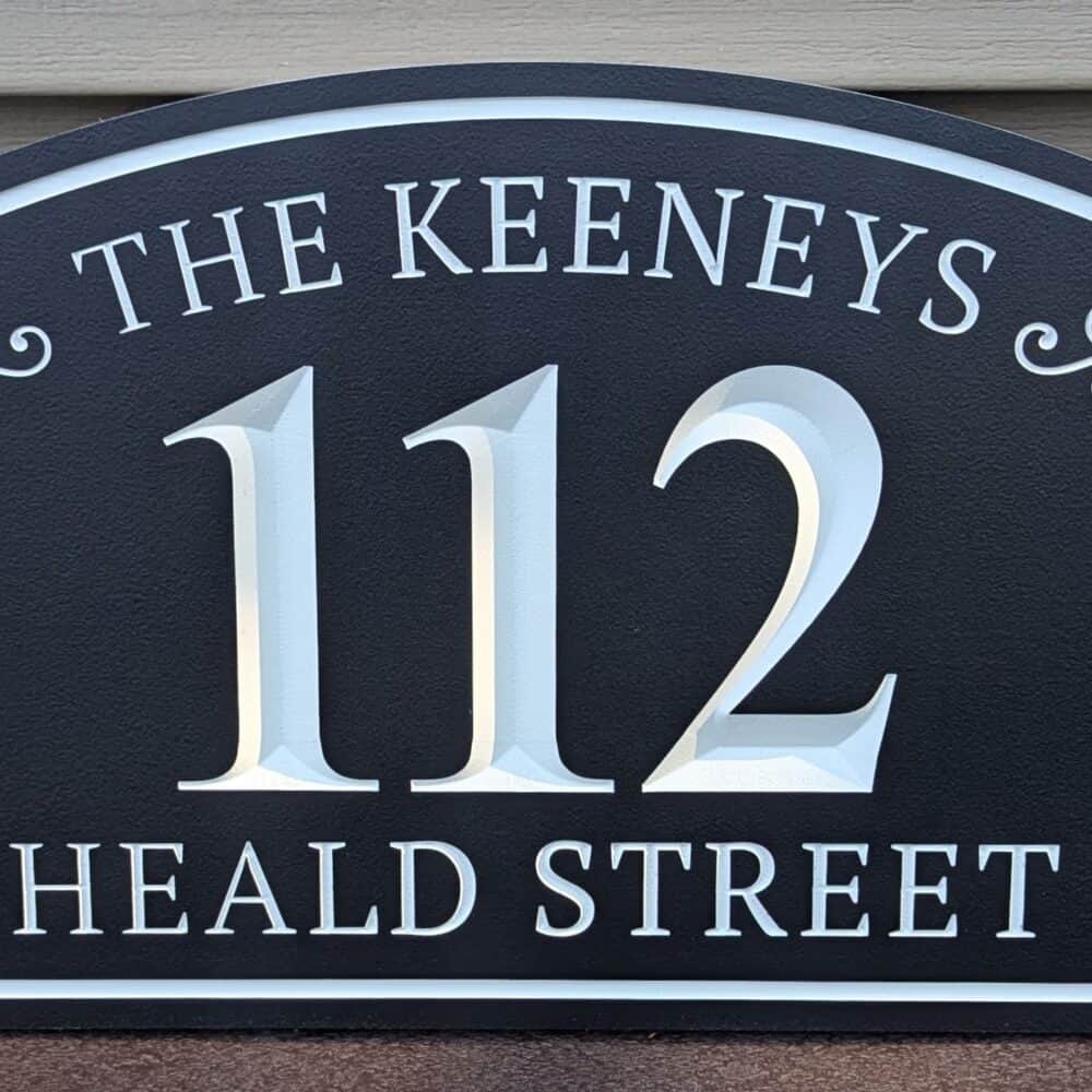 personalized black address sign