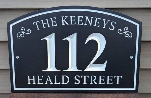 personalized black address sign