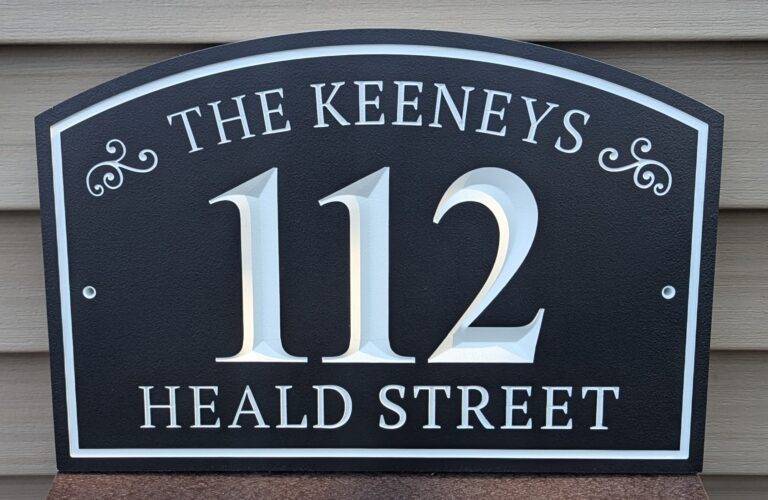 personalized black address sign