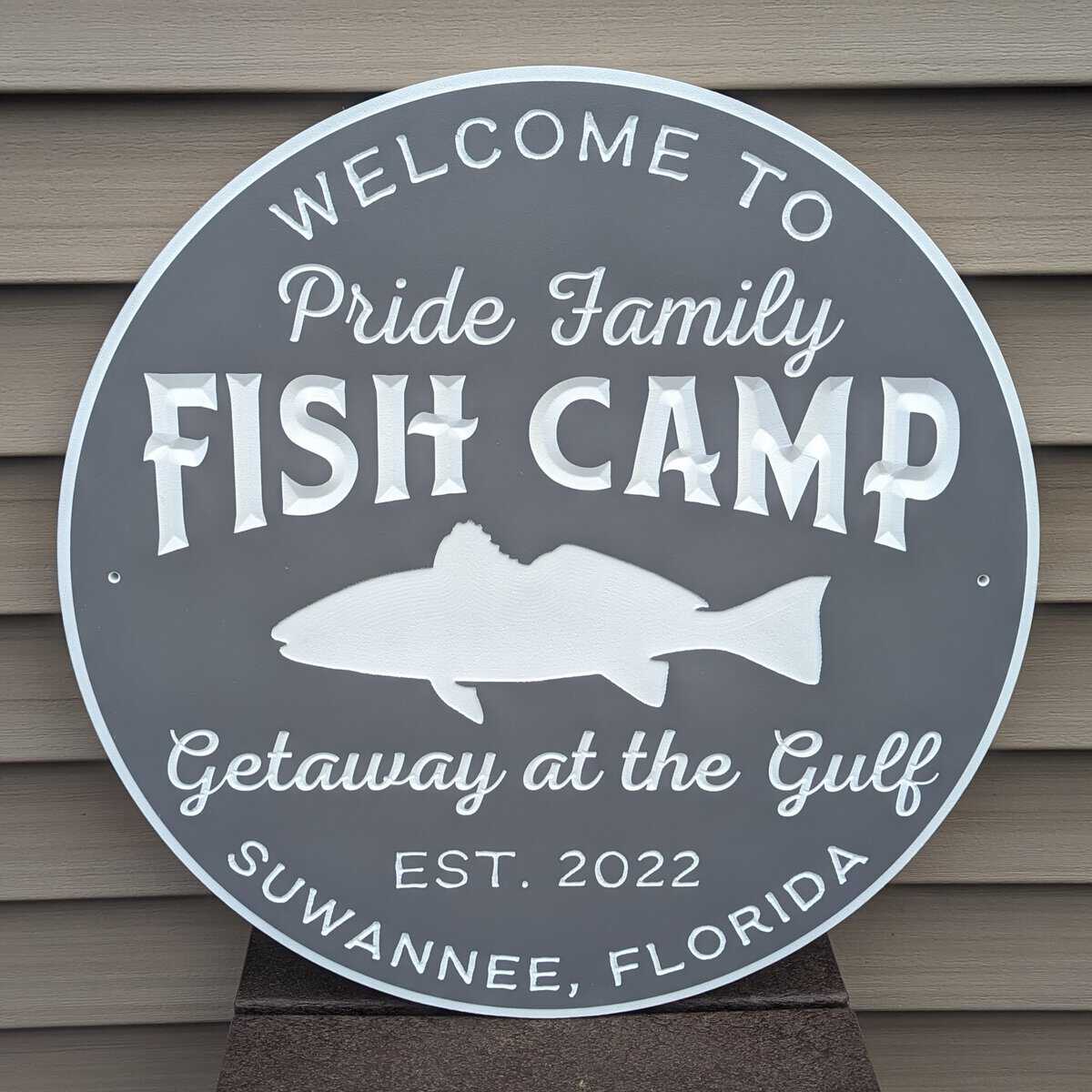 fish camp custom PVC sign