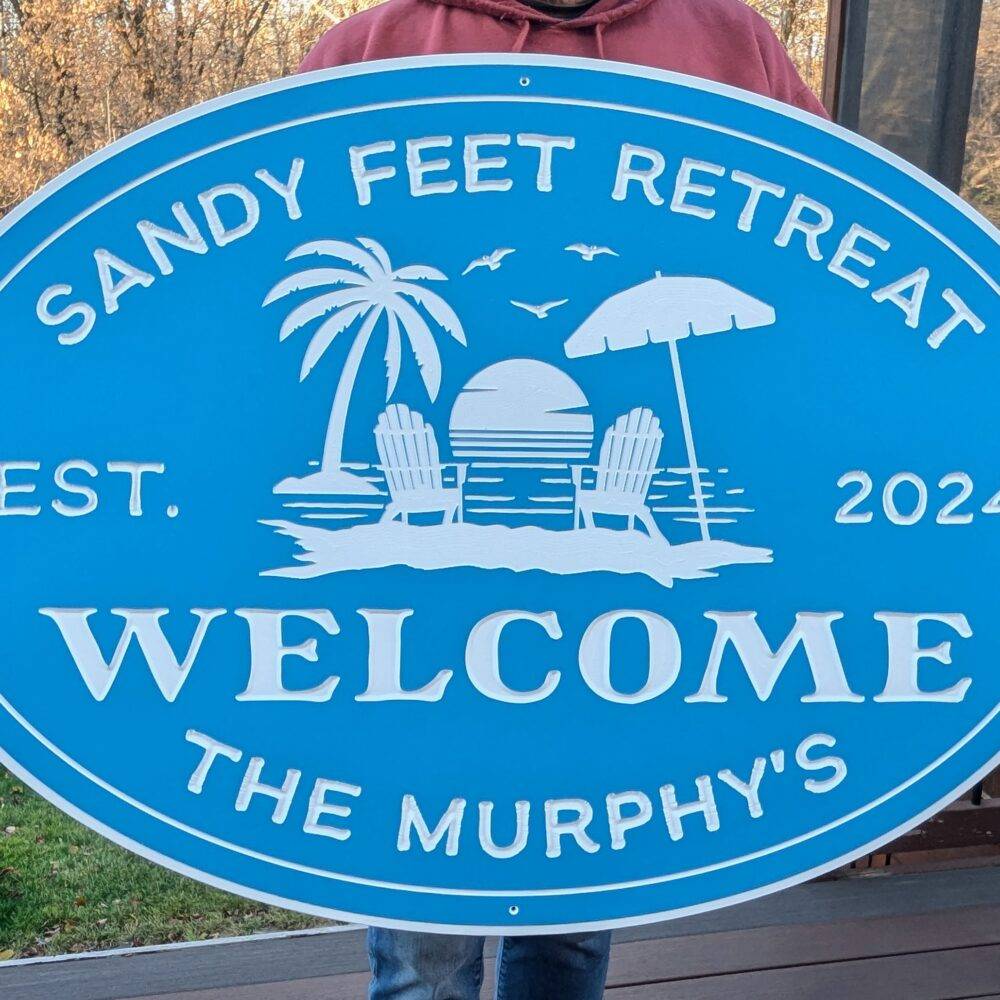 sandy feet custom retreat beach house sign