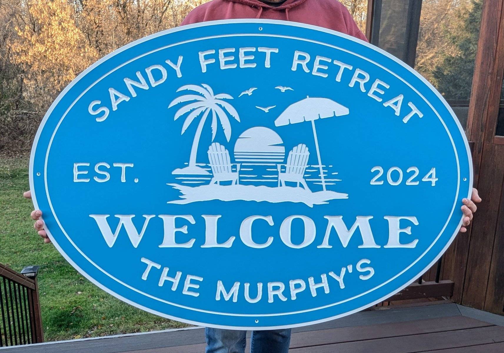 sandy feet custom retreat beach house sign